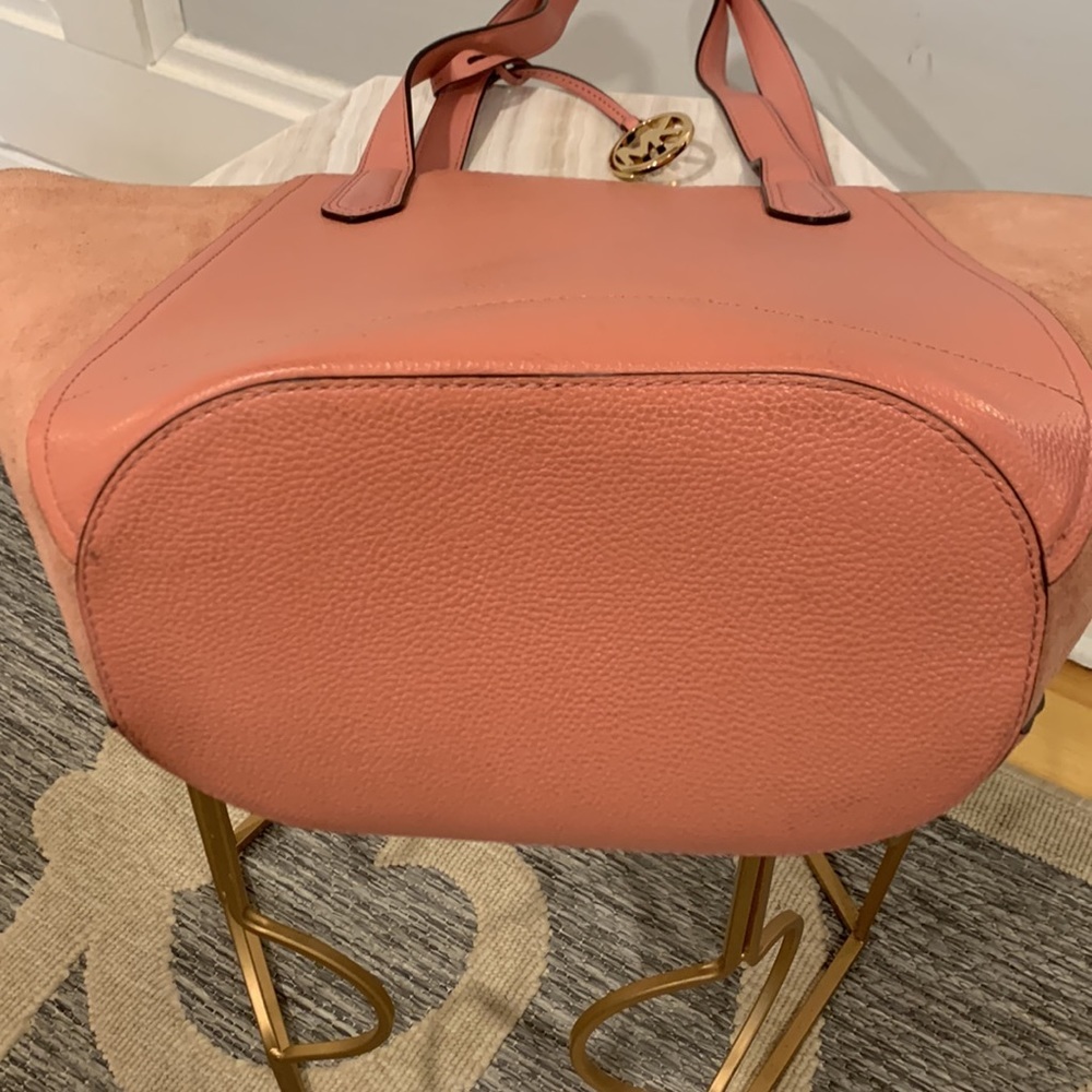Michael Kors Bag Portia Pink Suede Leather Tote - Picture 17 of 17